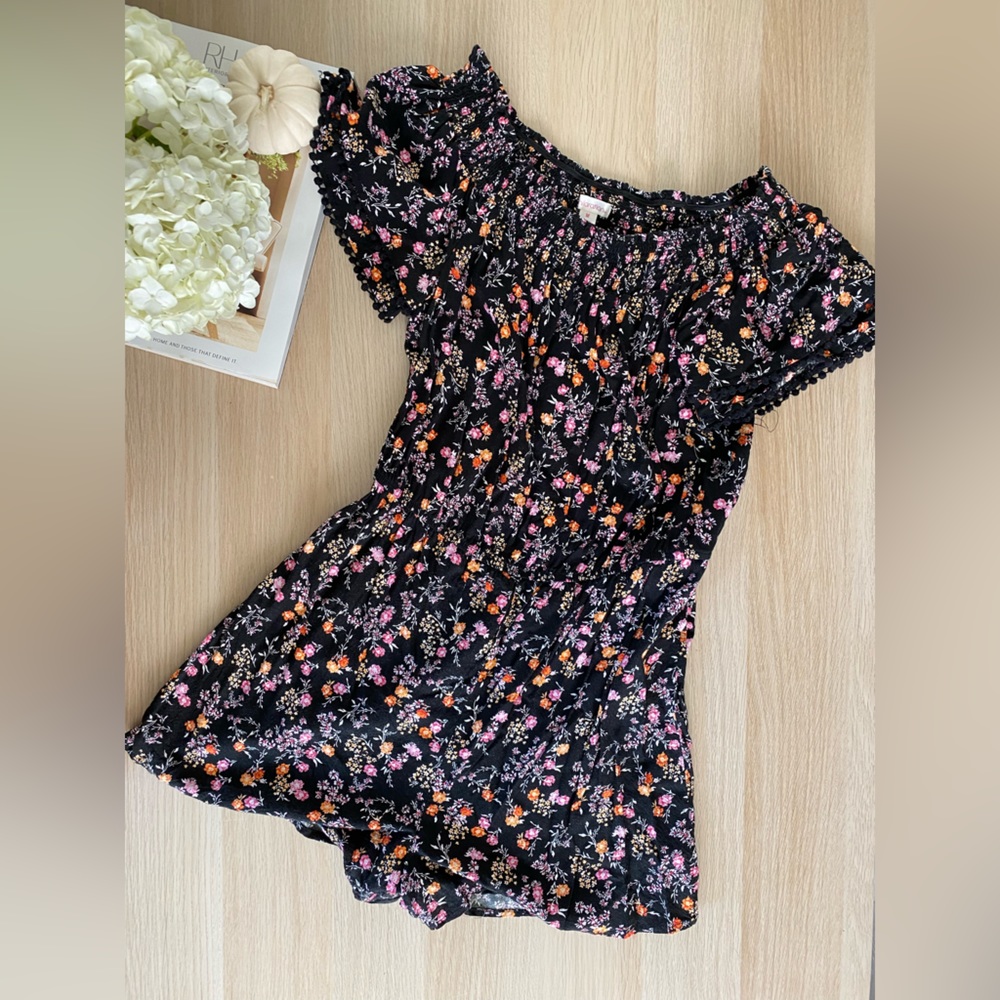 Black floral romper